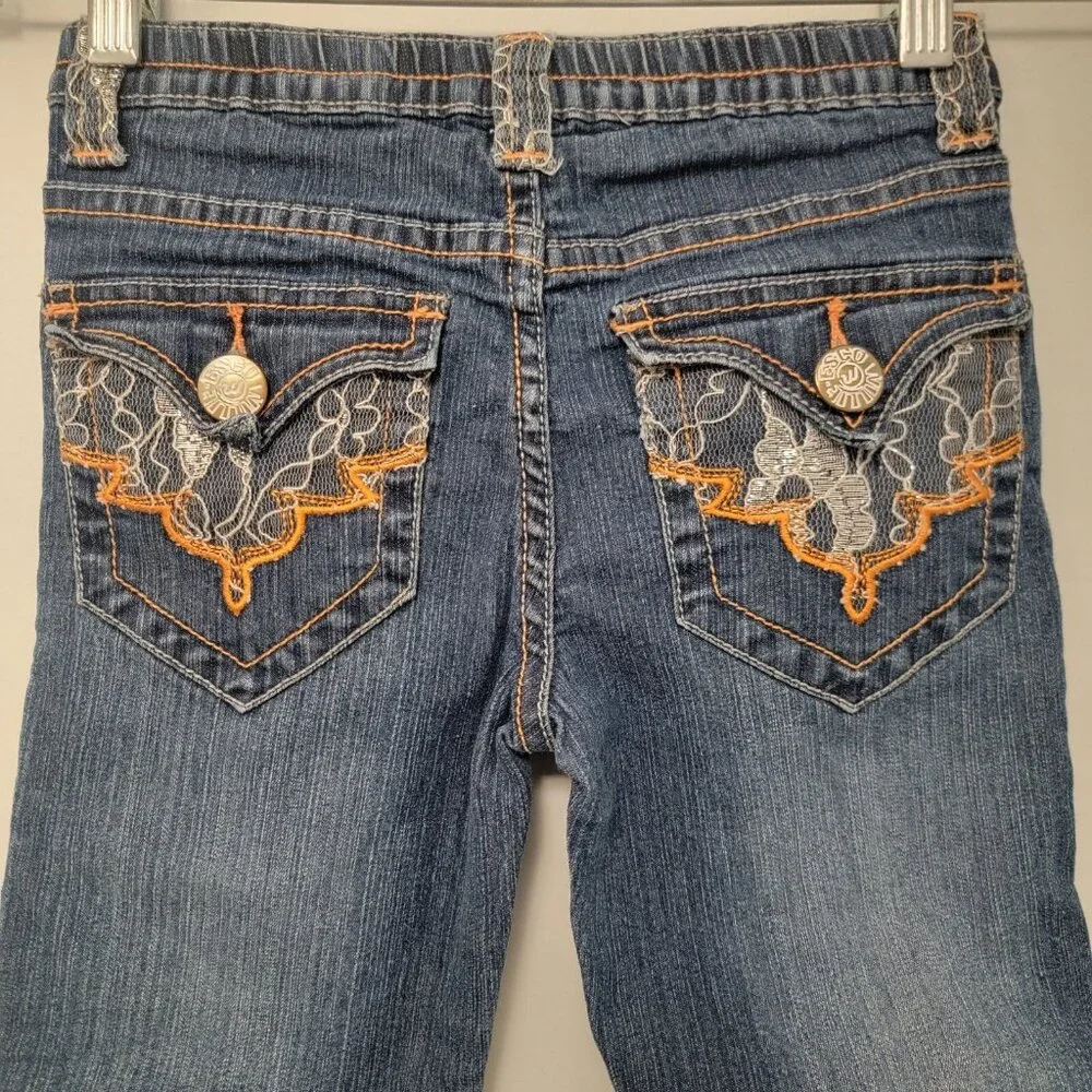 Willie Esco Jeans Girls Sz 6X Hip Hop Y2K Street Dark‎ Wash Denim Embellished